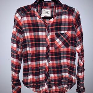 Orange-Red plaid flannel